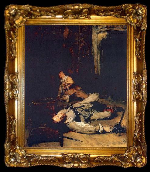 framed  Jean-Louis-Ernest Meissonier The End of the Game, ta009-2